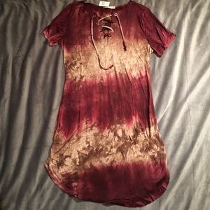 Gorgeous tie dye lace up mini dress